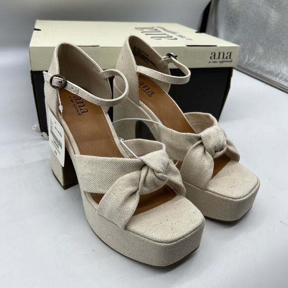 a.n.a Womens Holland Heeled Sandals Cream Natural Platform Size 7M - Picture 2 of 10